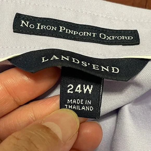 Land's End Shirt Women's Plus 24W Purple No Iron Pinpoint Oxford 3/4 Sleeve - Picture 11 of 11